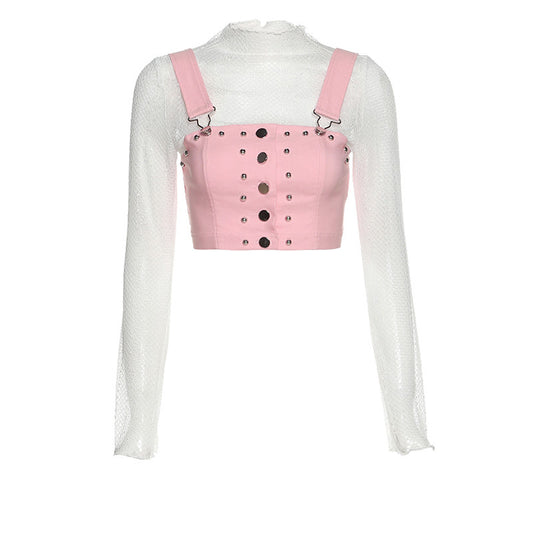 False Two Piece Slim Short Blouse For Women