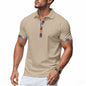 Men's Short-sleeved V-neck Printed Loose Casual Polo Shirt