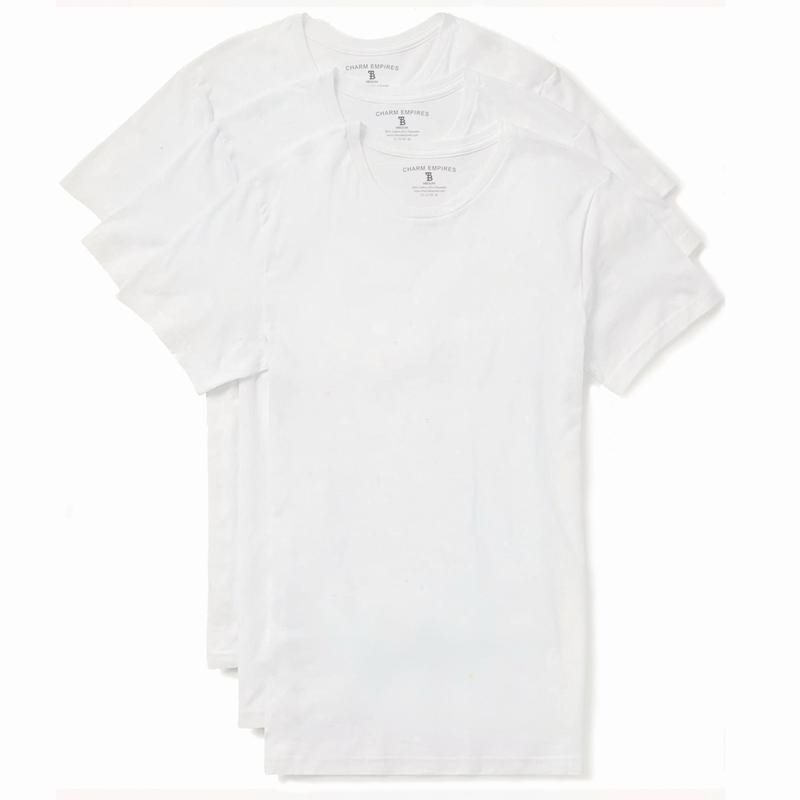 Slim Fit White And Black Crewneck T-shirt 3 Pack Man T