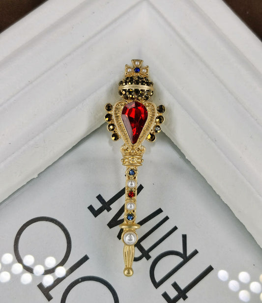 Matte Gold Crown Cross Small Pin Women