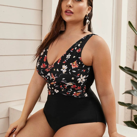 Bikini Plus Size One-piece Printed Swimsuit For Women