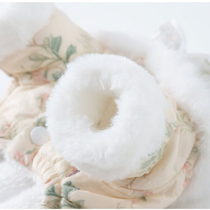 New Autumn Winter Dog Overalls Thick 4-Legged Chinese Floral Tang Style Cotton-Padded Jumpsuit Pet Clothes For Small Dogs