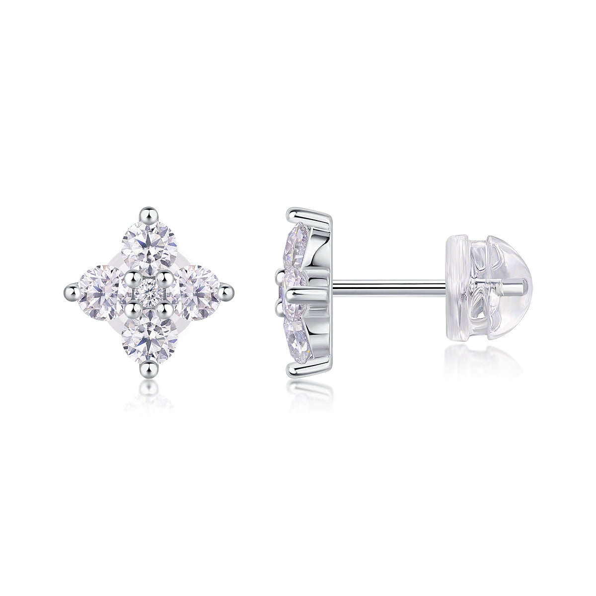 Sweetheart French - Earrings Set With Top-quality Moissanite S925, Silver And Platinum-plated Stud Earrings, A Fashionable And Trendy Accessory That Can Be Tested With A Diamond Pen
