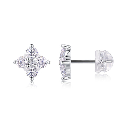 Sweetheart French - Earrings Set With Top-quality Moissanite S925, Silver And Platinum-plated Stud Earrings, A Fashionable And Trendy Accessory That Can Be Tested With A Diamond Pen