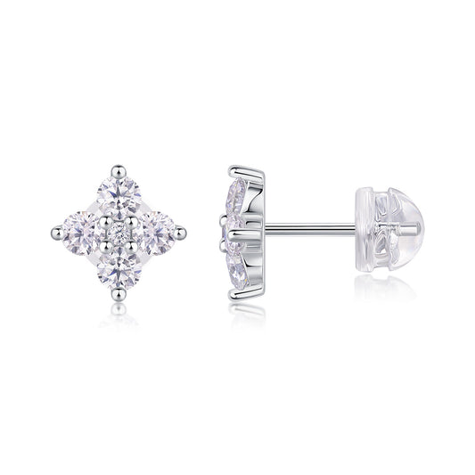 Sweetheart French - Earrings Set With Top-quality Moissanite S925, Silver And Platinum-plated Stud Earrings, A Fashionable And Trendy Accessory That Can Be Tested With A Diamond Pen