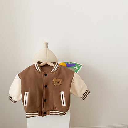 Infant And Toddler Cute Bear Patchwork Jacket