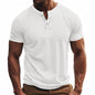 Men's Casual Sports Jacquard Ribbed Quick-dry Breathable Henley Short Sleeve