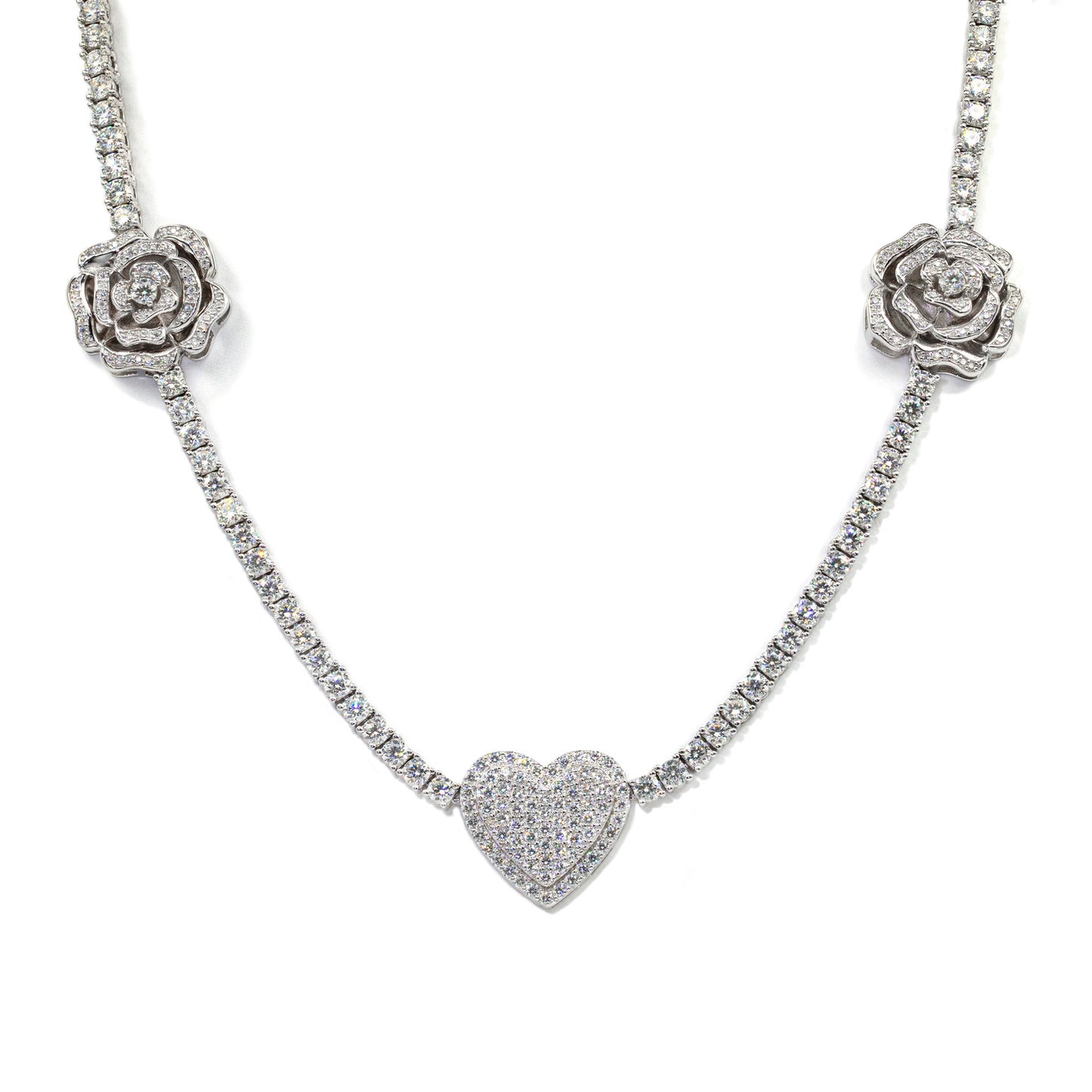 925 Silver Set Moissanite Hip-hop Personalized Rose Necklace