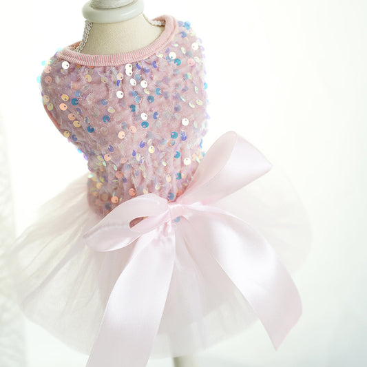 Pet Wedding Dress Dog Cat Skirt Sequin Gauze Dog Clothes
