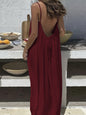 Loose Spaghetti Dress Ins Fashion U-cut Backless Tie-up Long Dresses Beach Vacation Bohemian Women's Clothing