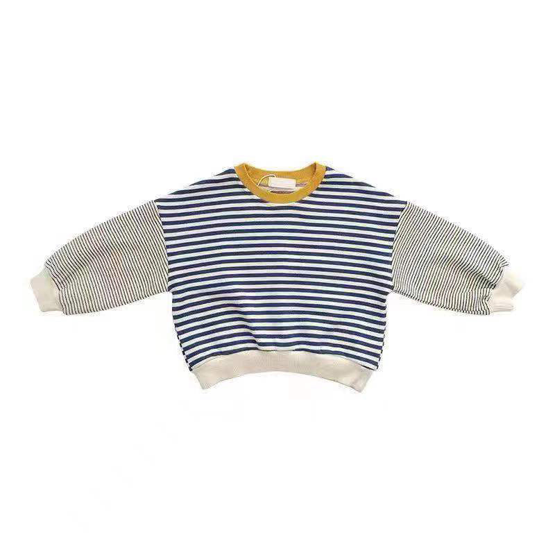 Boy Contrast-color Stitching Sweatshirt Stripes