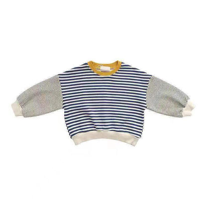 Boy Contrast-color Stitching Sweatshirt Stripes