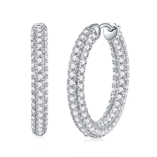 Sunset - Earrings Set With Top-quality Moissanite S925 Silver And Platinum-plated Stud Earrings, A Fashionable And Trendy Accessory, Can Be Tested With A Diamond Pen