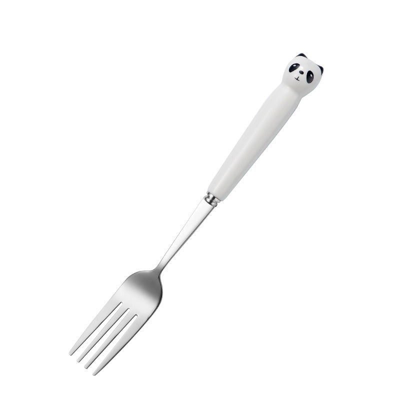 Stainless Steel Cartoon Cute Pet Tableware Spoon Fork Cute Children Household Eating Small Spoon