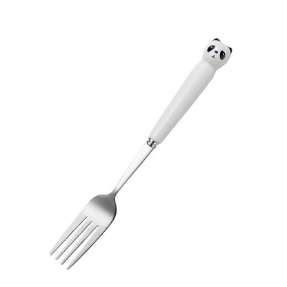 Stainless Steel Cartoon Cute Pet Tableware Spoon Fork Cute Children Household Eating Small Spoon