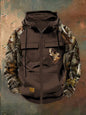 Mens Multi-Pocket Cargo Hoodie With Zippers And Color-Block Design