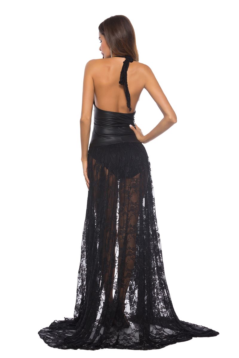 Casual New Lace Mesh Long Dress Women