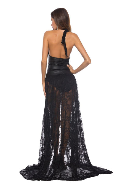 Casual New Lace Mesh Long Dress Women