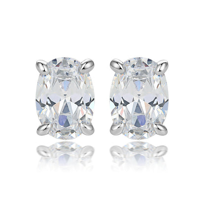 Oval Gem Pendant Necklace Women's Stud Earrings