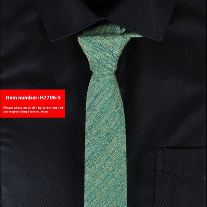 Solid Color Korean Style Narrow Cotton Men's 6cm Formal Wear Business Casual Wedding Tie