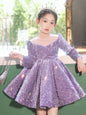 Bubble Sleeve Princess Dress Sequined Western Style Baby Girl Birthday Party Girl Costume