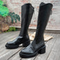 Chunky Heeled Figure Flattering European And American Style Knee High Boots