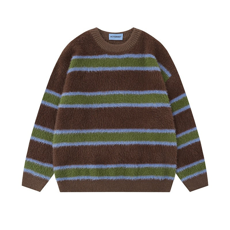 Vintage Stripe Knitted Men's And Women's Sweaters