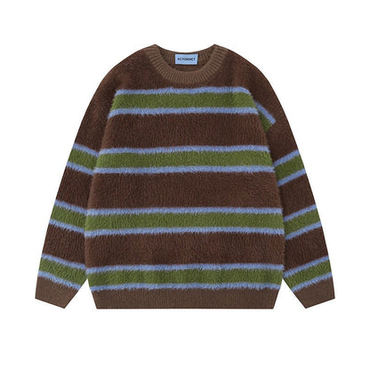 Vintage Stripe Knitted Men's And Women's Sweaters