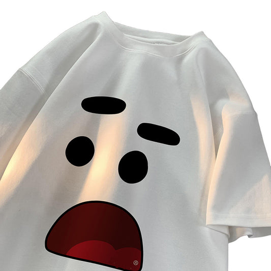 Casual Half Sleeve Oversized Couple Loose Easy To Match Clothes Short Sleeve