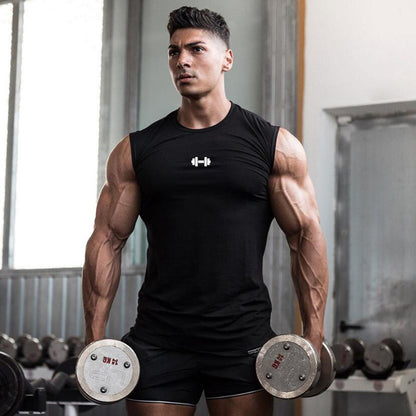 Men's Slim-fit Sleeveless Fitness Breathable Vest T-shirt