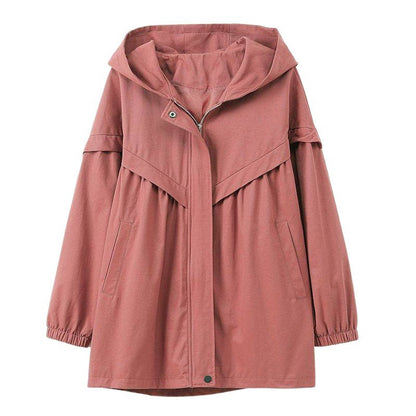 Casual Versatile Plus Size Loose Hooded Mid-length Jacket