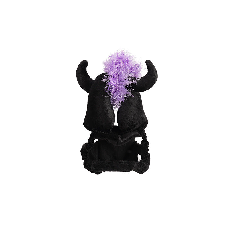 Halloween Pet Cat Dog Demon Cloak Horn Hat Cosplay Costume