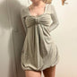 Pure Desire Girl Bow Stitching Fake Two-piece Skirts