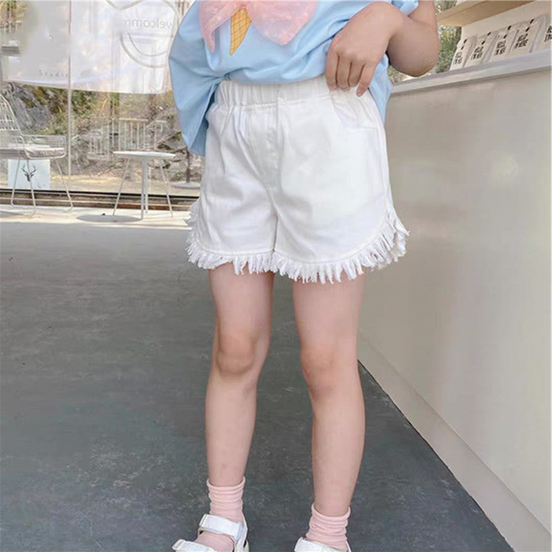 Fashionable Summer Denim Color Shorts For Big Kids