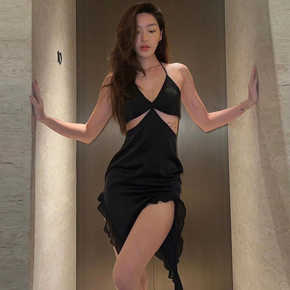 European And American Party Hollow-out Suspender Skirt For Women