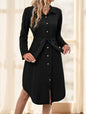 Women's Solid Color Long Sleeve Midi Dress Fall Women Dresses