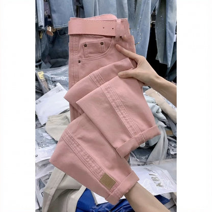 Plus Size Women Loose Pure Color All-matching Harem Jeans