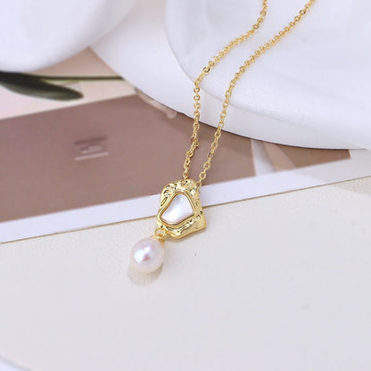 Natural Freshwater Pearl High-grade Mother Shell Earrings Baroque Style Suit