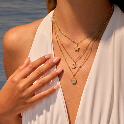 Star Moon Pendant Stainless Steel Necklace Neck Accessories
