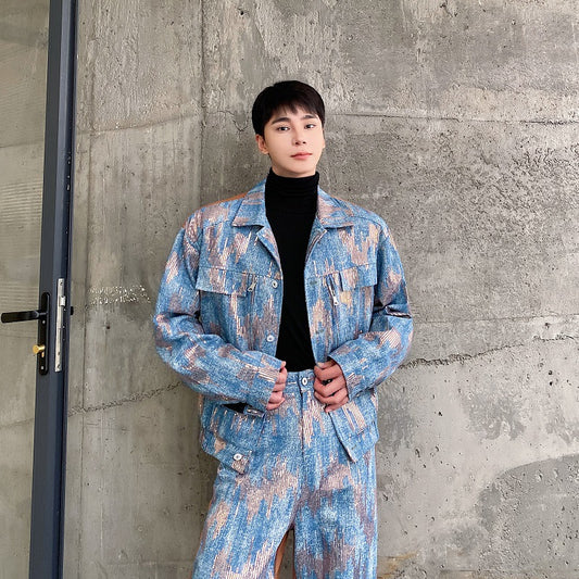 Autumn Classic Style Sequins Denim Two-piece Set