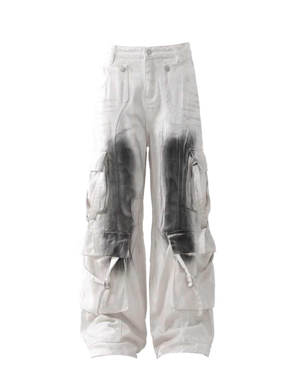 Splash Ink Multi-pocket Cargo Pants Men's Loose Straight Mopping Pants