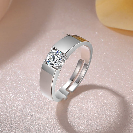 Free Size Stone Ring Wide Version Men