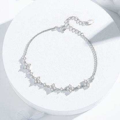 925 Silver Zircon Five-Flower Light Luxury High-End Minimalist Niche Design Hand Jewelry
