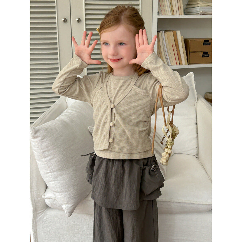 Fashion Girls Knitwear Cotton Innerwear T-shirt