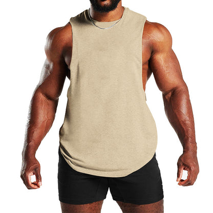 New Fitness Wide Shoulder Vest Men's Solid Color Sports Casual