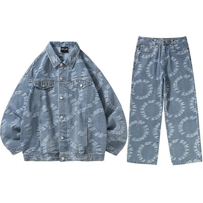 Women's Fashion Loose Jacket Denim Pants Set