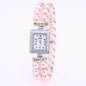 Artificial Glass Pearl Watch Bracelet Rectangular Women's Casual Watch