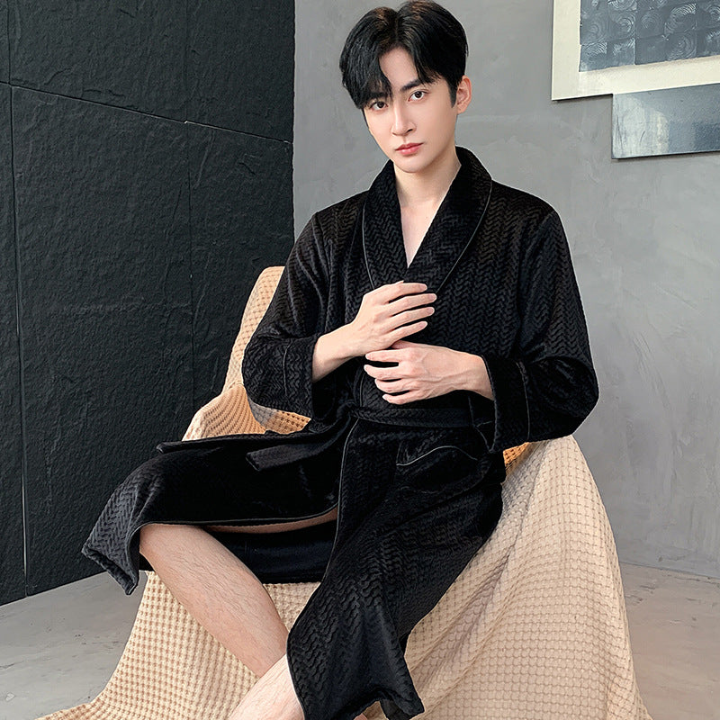 Double-sided Velvet Extra-thick Island Velvet Bathrobe