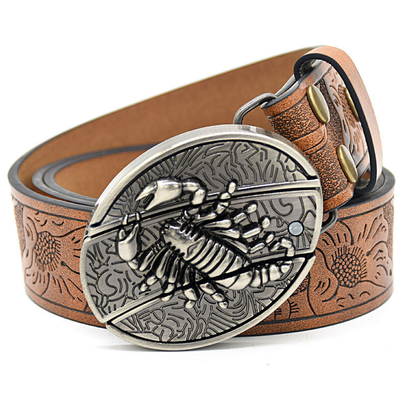 Personality Student Trendy Printing Engraving Smooth Buckle Knife Embossing Belt
