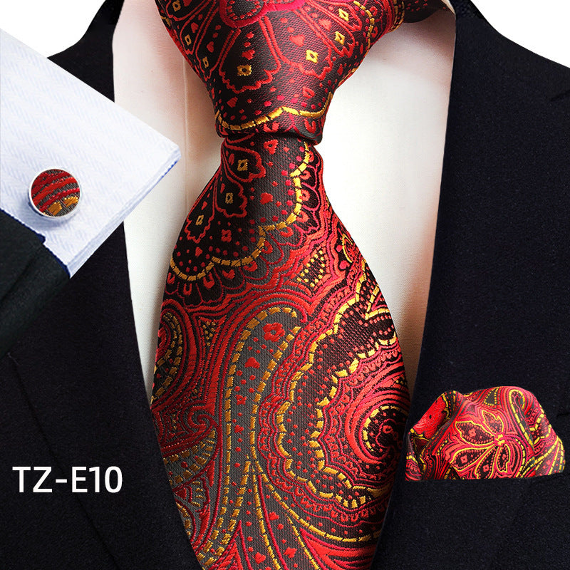 Paisley Tie Square Scarf Pocket Square Cufflinks Three-piece Set